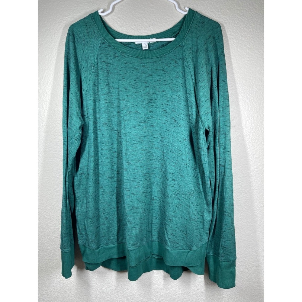 THREADS 4 THOUGHT Women Green Long Sleeve Raglan Crewneck Sweatshirt Size L